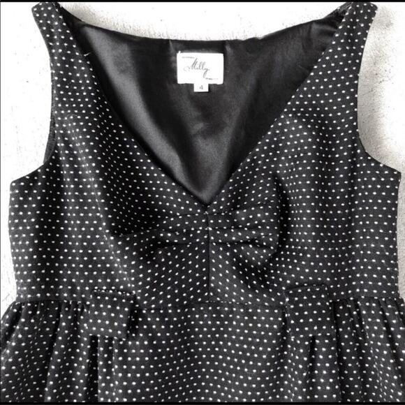Milly Black White Sleeveless‎ Swiss Dot Wool Dress - Picture 1 of 8